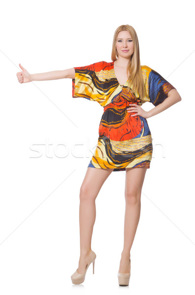 Woman giving thumbs up isolated on white Stock photo © Elnur