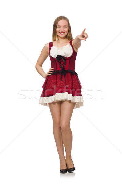 Stock fotó: Nő · visel · vörös · ruha · divat · izolált · fehér