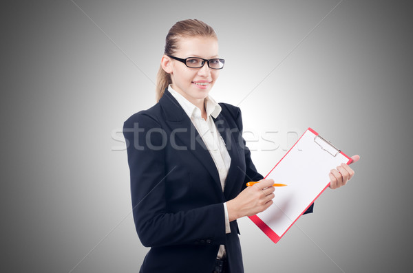 Woman with pad isolated on white Stock photo © Elnur