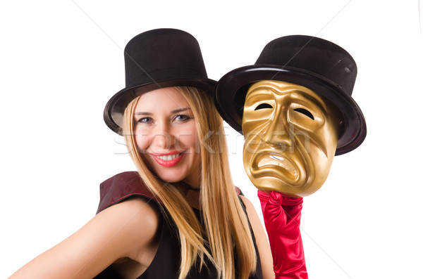 Mujer teatro máscaras aislado blanco cara Foto stock © Elnur