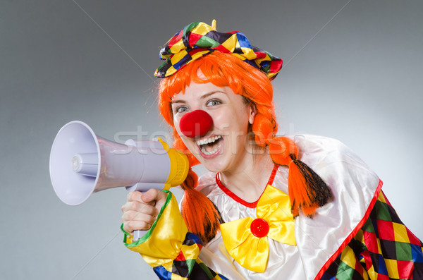 Clown with loudspeaker isolated on white Stock photo © Elnur
