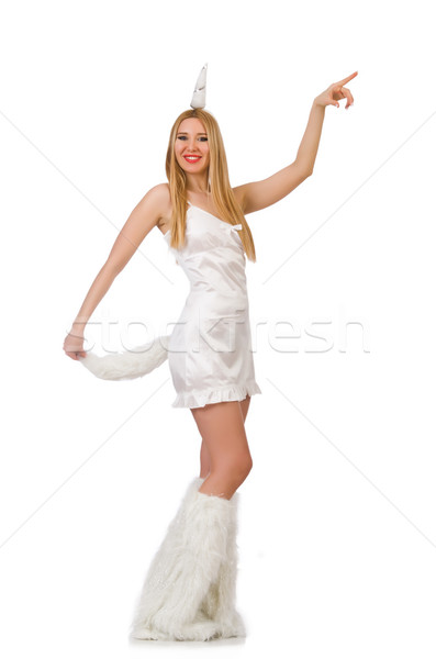 Blond hair woman in masquerade costume isolated on white Stock photo © Elnur