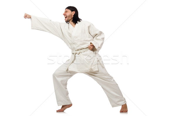 Karate luptator izolat alb sportiv băiat Imagine de stoc © Elnur
