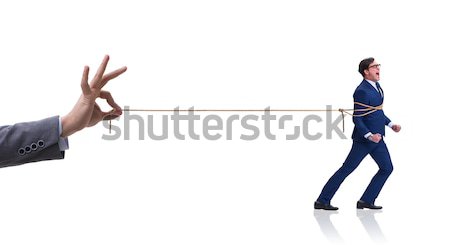 Stock photo: Man and woman in tug of war concept
