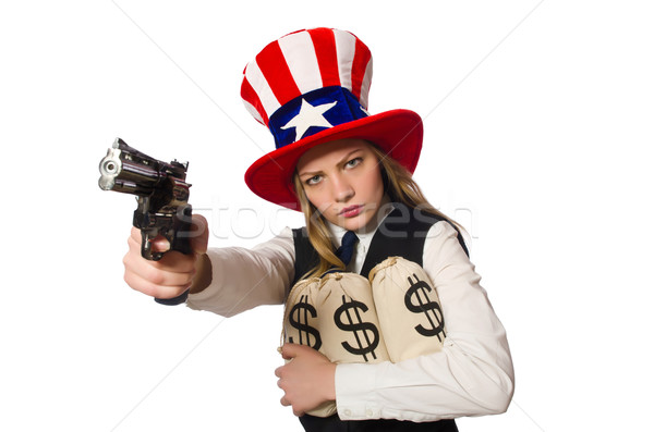 Mulher seis americano símbolos dinheiro Foto stock © Elnur