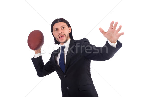 Businessman with football isolated on white Stock photo © Elnur