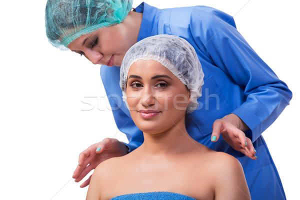 Jonge vrouw plastische chirurgie geïsoleerd witte meisje handen Stockfoto © Elnur