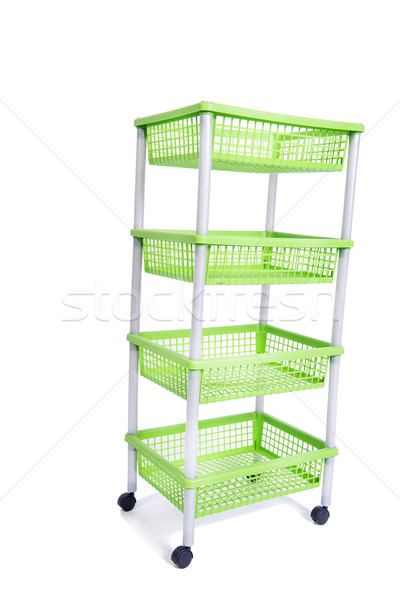 Green bin rack shelf with wheels isolated on white Stock photo © Elnur