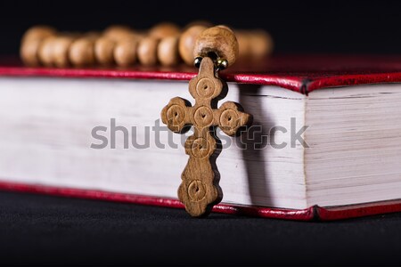 Foto stock: Bíblia · atravessar · religioso · madeira · tabela · igreja