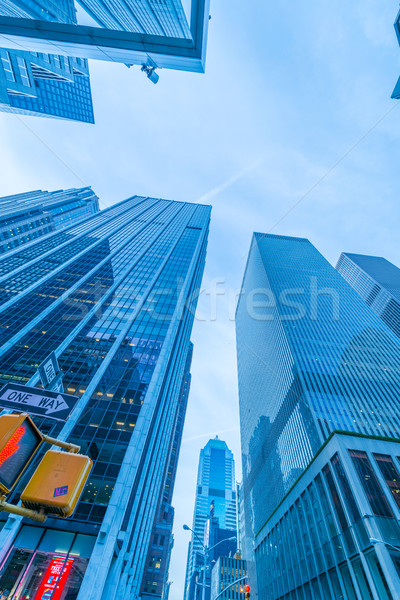 New York skyscrapers vew from street level Stock photo © Elnur