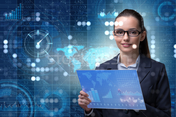 Businesswoman in stock exchange trading concept Stock photo © Elnur