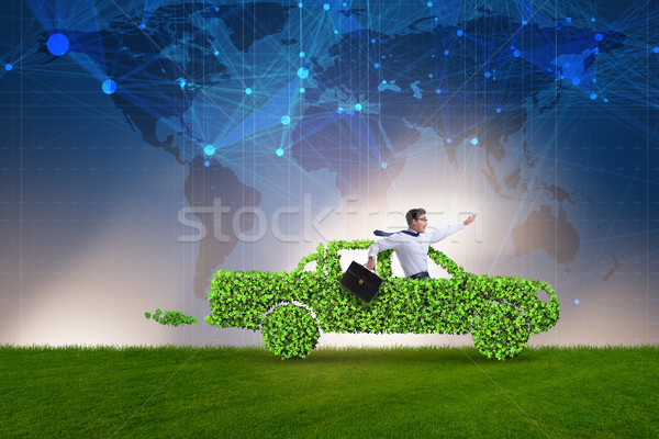 Foto stock: Coche · eléctrico · verde · medio · ambiente · hierba · mapa · mundo