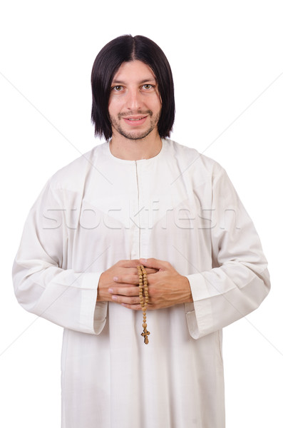 Jungen Priester Bibel isoliert weiß schwarz Stock foto © Elnur