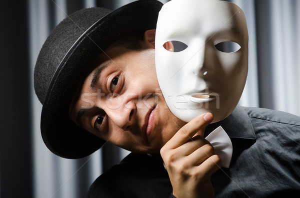 Funny teatralny maska tle bezpieczeństwa biznesmen Zdjęcia stock © Elnur