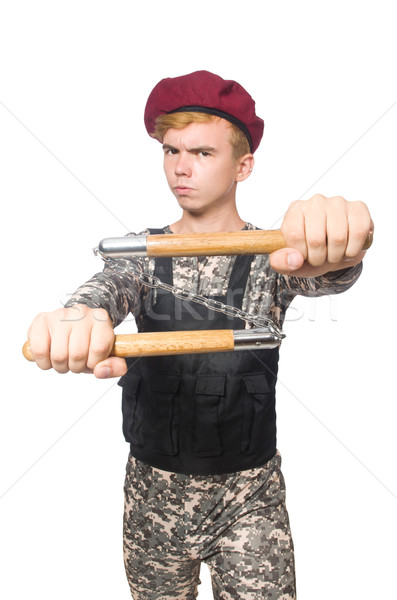 Funny soldier isolated on white Stock photo © Elnur