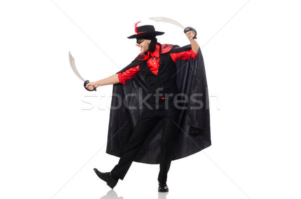 Young man in carnival coat with sword isolated on white Stock photo © Elnur