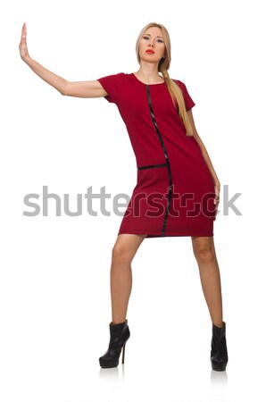 Blond hair woman in bordo dress isolated on white Stock photo © Elnur