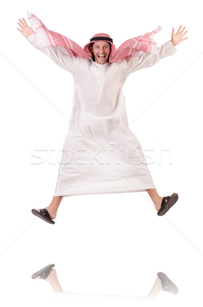 Jumping arab businessman isolated on the white Stock photo © Elnur
