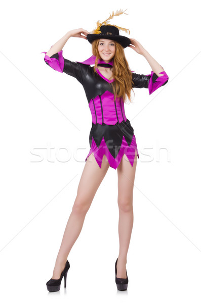 Girl in purple masquerade isolated on white Stock photo © Elnur