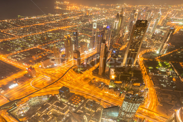 Сток-фото: Панорама · ночь · Дубай · закат · бизнеса · служба