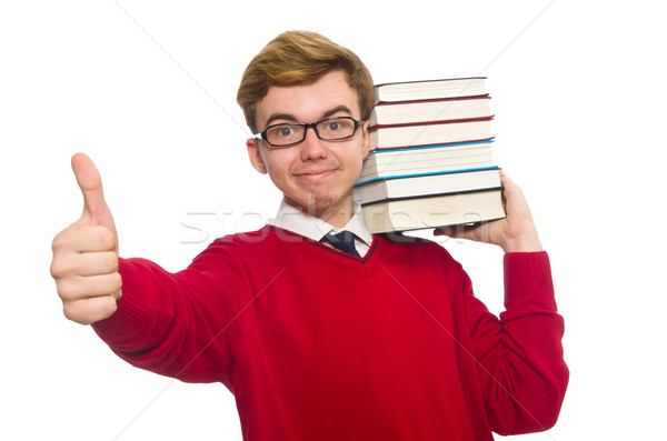 Egyetemi hallgató könyv izolált fehér szem boldog Stock fotó © Elnur