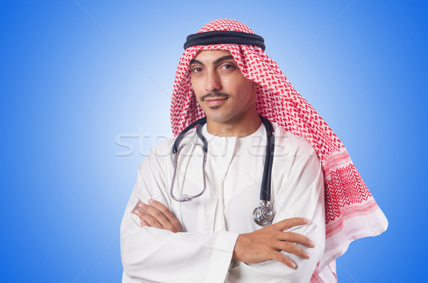 Imagine de stoc: Arab · medic · stetoscop · alb · fericit · sănătate