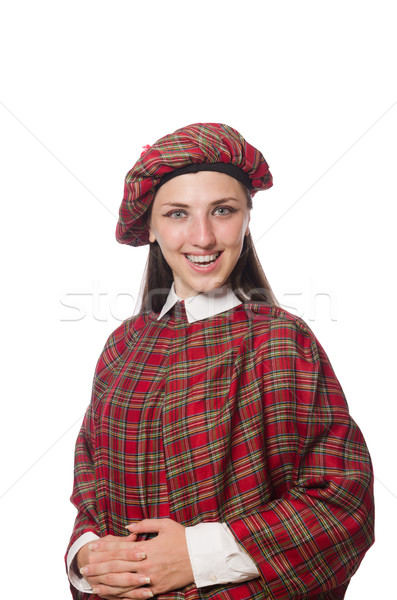 Femeie izolat alb fericit sac femeie Imagine de stoc © Elnur
