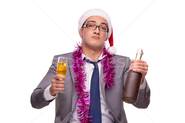 Stockfoto: Jonge · zakenman · vieren · christmas · kantoor · business