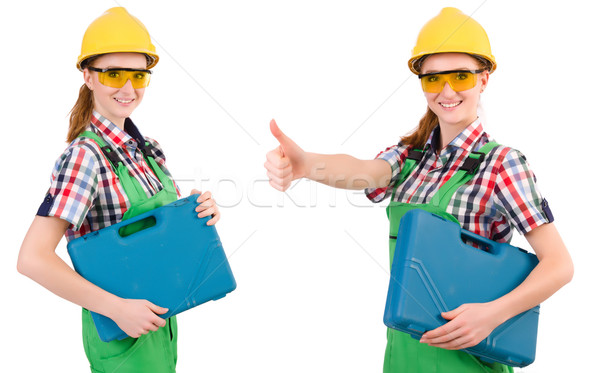 Woman in green coveralls isolated on white Stock photo © Elnur