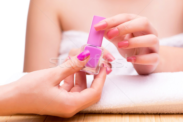 Stock photo: Woman hands during manicure session