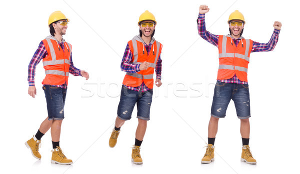 Walking young construction worker isolated on white Stock photo © Elnur