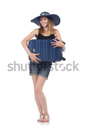 Girl with suitcases isolated on white Stock photo © Elnur