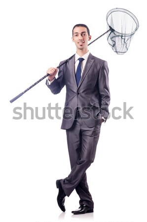 Businessman with shackles on white Stock photo © Elnur