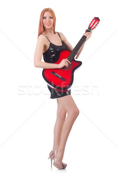 Female guitar performer isolated on white Stock photo © Elnur