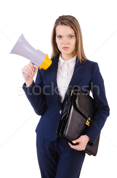 Woman with loudspeaker on white Stock photo © Elnur