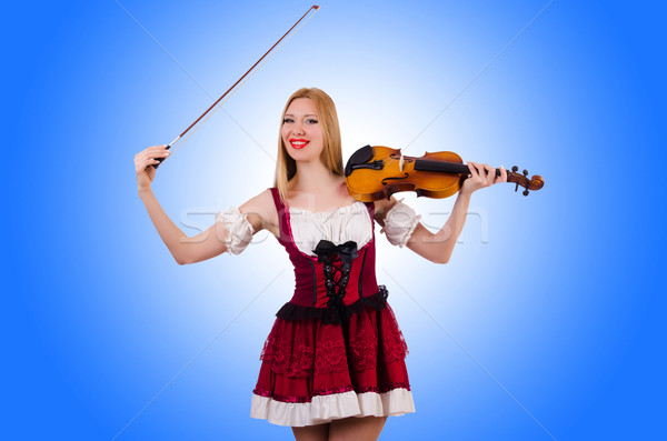 Girl playing violin on white Stock photo © Elnur