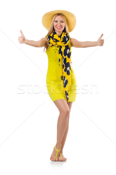 Woman giving thumbs up isolated on white Stock photo © Elnur