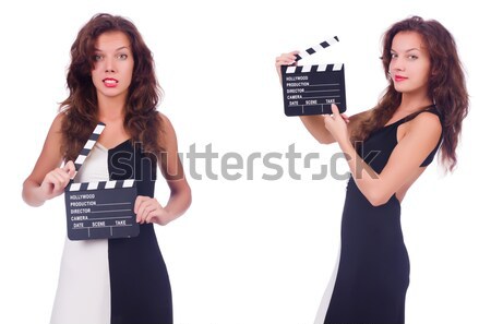Woman gangster with movie board against the gradient Stock photo © Elnur