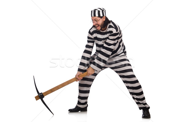 Prison inmate with axe isolated on white Stock photo © Elnur