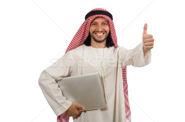 Arab om laptop izolat alb afaceri Imagine de stoc © Elnur