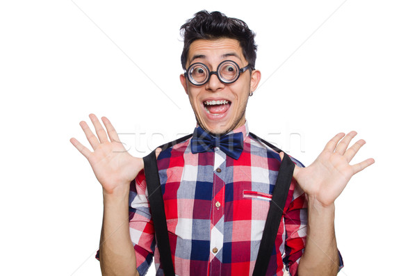 Young man in plaid shirt isolated on white Stock photo © Elnur