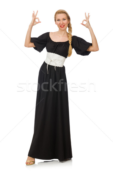 Tall woman in long black dress isolated on white Stock photo © Elnur