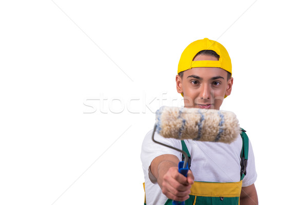Young repairman painter with roller isolated on white Stock photo © Elnur