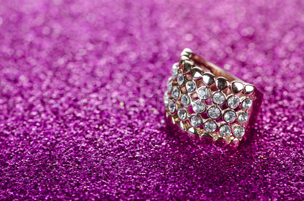 Joyas anillo brillante cadena diamantes blanco Foto stock © Elnur