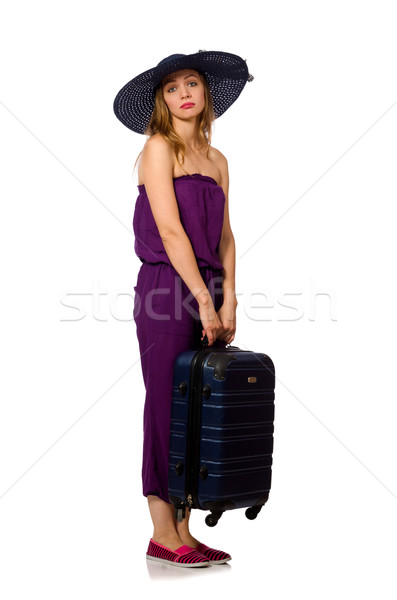 Woman with suitcase isolated on white Stock photo © Elnur