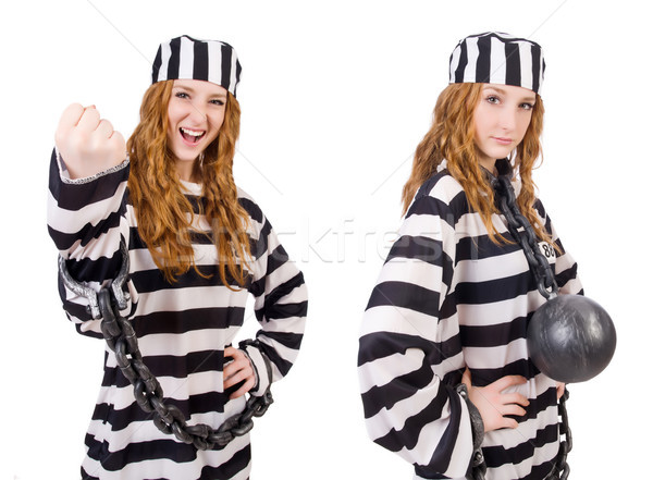 Kobieta więzień odizolowany biały tle bezpieczeństwa Zdjęcia stock © Elnur