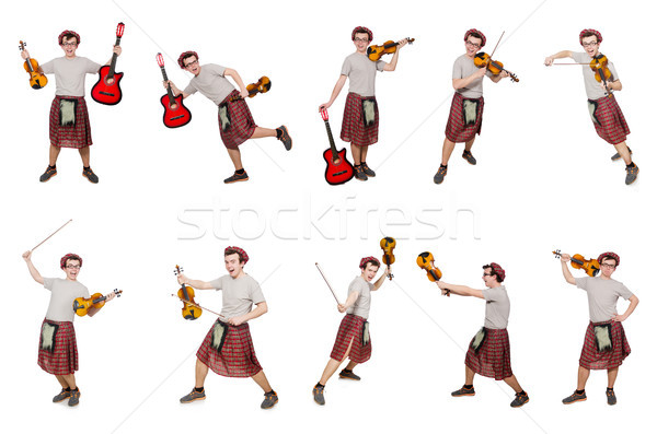 Funny scotsman with musical instrument isolated on white Stock photo © Elnur