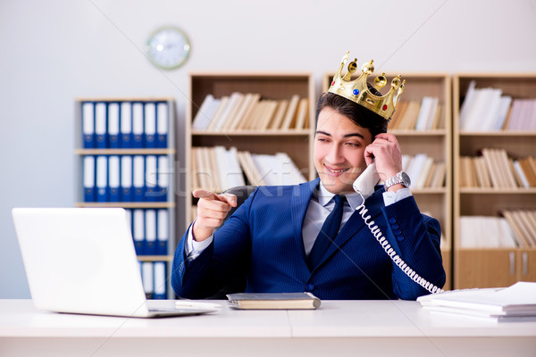 Király üzletember dolgozik iroda mosoly boldog Stock fotó © Elnur
