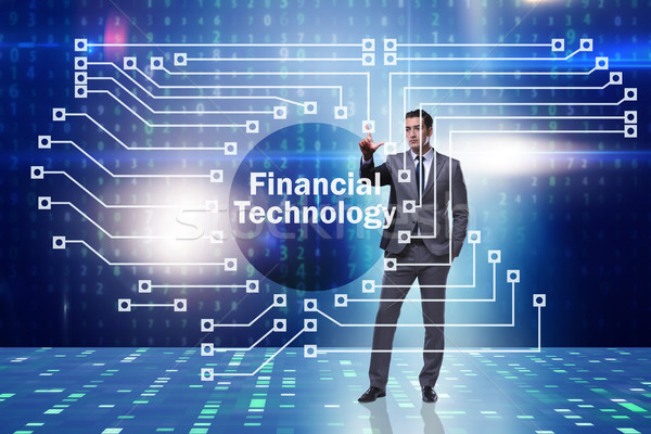 Businessman pressing buttons in fintech concept Stock photo © Elnur
