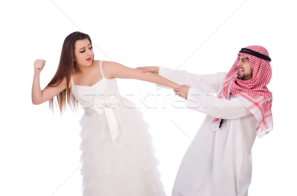 Stock photo: Arab man with his wife on white